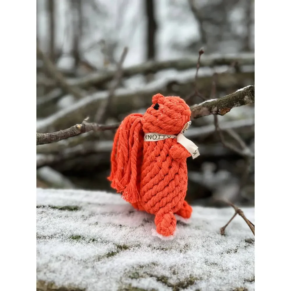 Monli Handcrafted Oliver the Squirrel Rope Dog + Cat Toy